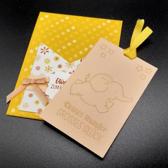 Karte zur Geburt, Mangogelb