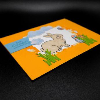 Karte Gru&szlig; zum Osterfest, Mangogelb