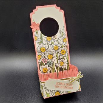 Flaschenanh&auml;nger Osterhasen Gru&szlig;, Flamingorot